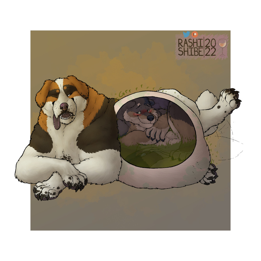 1:1 bauch belly canid canine canis domestic_dog hi_res internal lutrine mammal molosser mountain_dog mustelid rumbling_stomach saint_bernard typoo vore