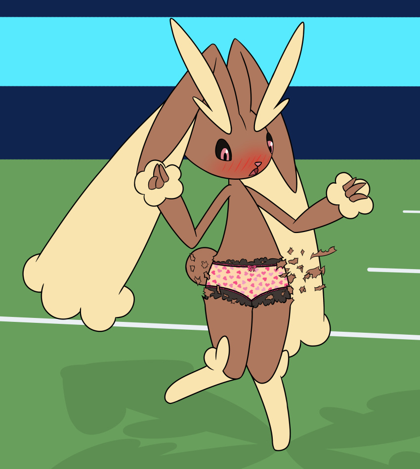 17:19 2022 accidental_exposure arena battle_damage biped black_body black_sclera blush bottomwear bow_panties brown_body brown_fur clothing digital_drawing_(artwork) digital_media_(artwork) embarrassed female flat_colors frilly_panties full-length_portrait fur generation_4_pokemon heart_pattern heart_pattern_panties heart_pattern_underwear hi_res long_ears looking_down lopunny nintendo open_mouth panties pattern_bottomwear pattern_clothing pattern_panties pattern_underwear pazymomo pokemon pokemon_(species) portrait public public_exposure raised_arms red_eyes shaved_fur solo standing tan_body tan_fur underwear video_games yellow_clothing yellow_panties yellow_underwear