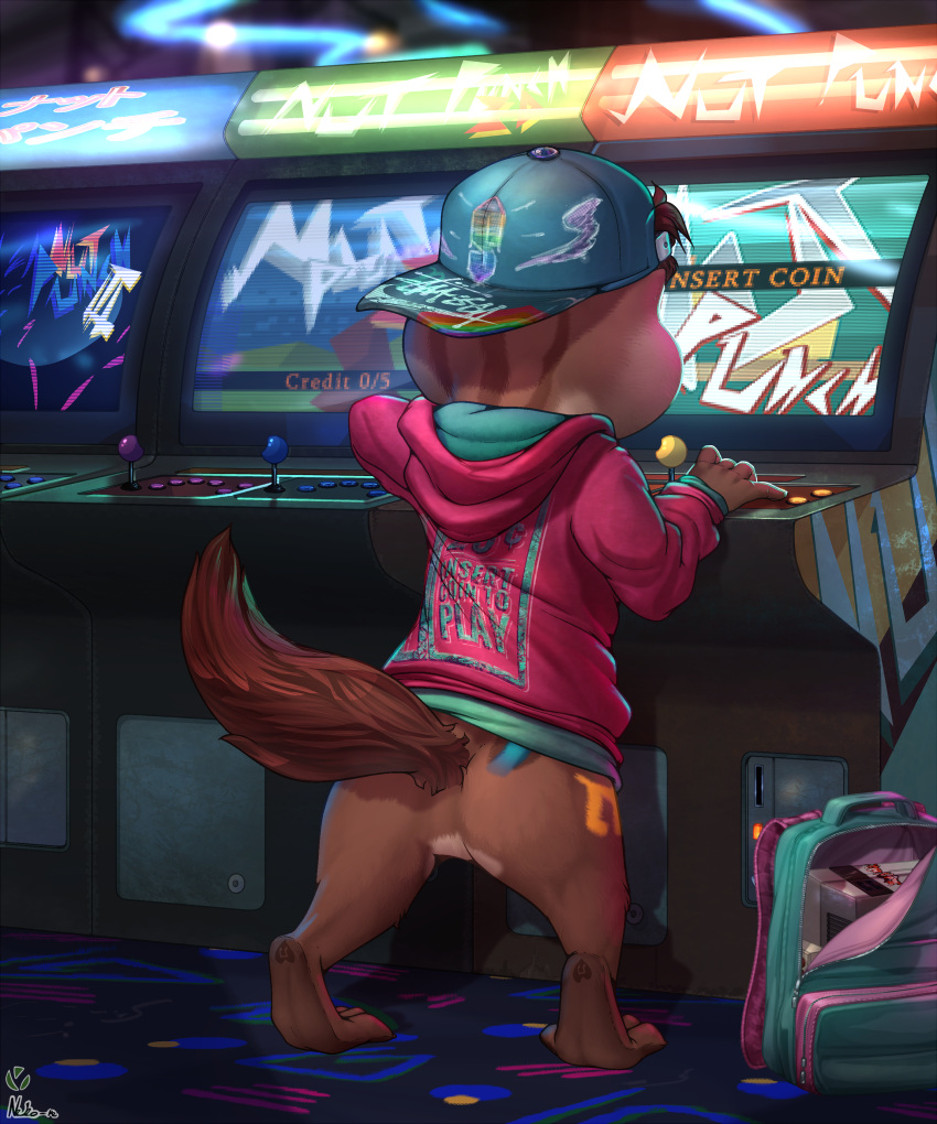 2022 80s_inspired absurd_res animal_humanoid anthro backwards_cap carpet chipmunk_humanoid chipmunk_tail clothed clothing fan_character game_console ground_squirrel_humanoid hi_res hoodie humanoid jordan_the_chipmunk looking_at_screen male mammal mammal_humanoid markings musical_note musical_note_(marking) neko-me neon_lights nintendo rodent rodent_humanoid sciurid sciurid_humanoid snes_console solo super_nintendo toony topwear vest_(artist) video_games