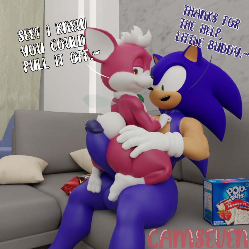 1:1 3d_(artwork) anthro balls big_butt blue_body blue_fur bodily_fluids butt camseven chip_(sonic) digital_media_(artwork) doritos duo erection eulipotyphlan food frito-lay fur furniture genital_fluids genitals girly hair hand_on_butt hand_on_chest hedgehog hi_res hot_dogging looking_back male male/male mammal on_lap pillow pop-tarts precum red_body red_fur sega smile sofa sonic_the_hedgehog sonic_the_hedgehog_(series) sonic_unleashed teapot_(body_type) thick_thighs unknown_species watermark white_hair wide_hips wings