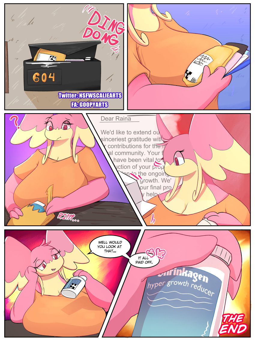 absurd_res audino big_breasts breasts clothed clothing comic digital_media_(artwork) english_text female generation_5_pokemon goopyarts hi_res huge_breasts hyper hyper_breasts nintendo nurse pokemon pokemon_(species) raina slightly_chubby smile solo text video_games