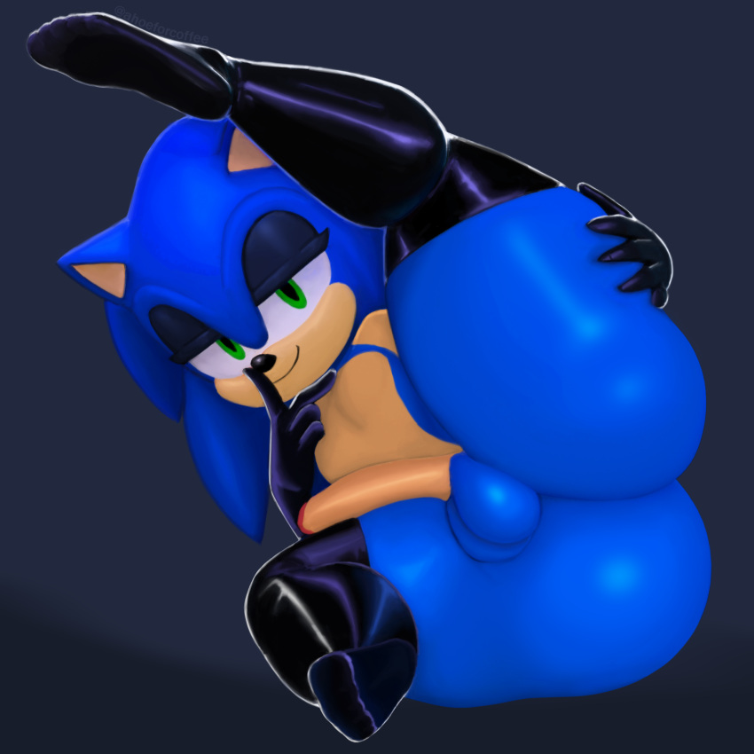 anthro balls big_butt blue_body blue_fur blue_skin butt clothed clothing coffeewithdicks eulipotyphlan fur genitals gloves green_eyes half-closed_eyes handwear hedgehog hi_res https://twitter.com/ahoeforcoffee/status/1570813638147022849 humanoid latex latex_armwear latex_clothing latex_gloves latex_legwear latex_stockings looking_at_viewer lying makeup male mammal multicolored_body multicolored_fur narrowed_eyes on_side penis presenting presenting_hindquarters raised_leg sega simple_background smile smiling_at_viewer solo sonic_the_hedgehog sonic_the_hedgehog_(series) thick_thighs two_tone_body two_tone_fur video_games wide_hips