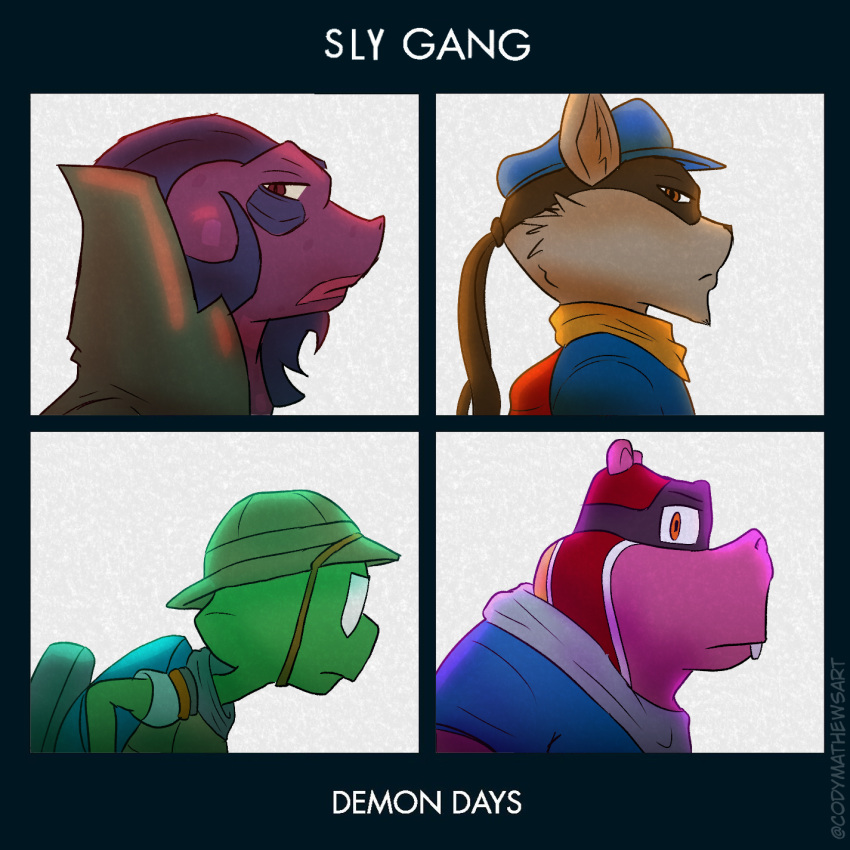 album album_art album_cover bentley_turtle codymathews cover dimitri_lousteau gorillaz hi_res male murray_hippopotamus sly_cooper sly_cooper_(series) sony_corporation sony_interactive_entertainment sucker_punch_productions video_games