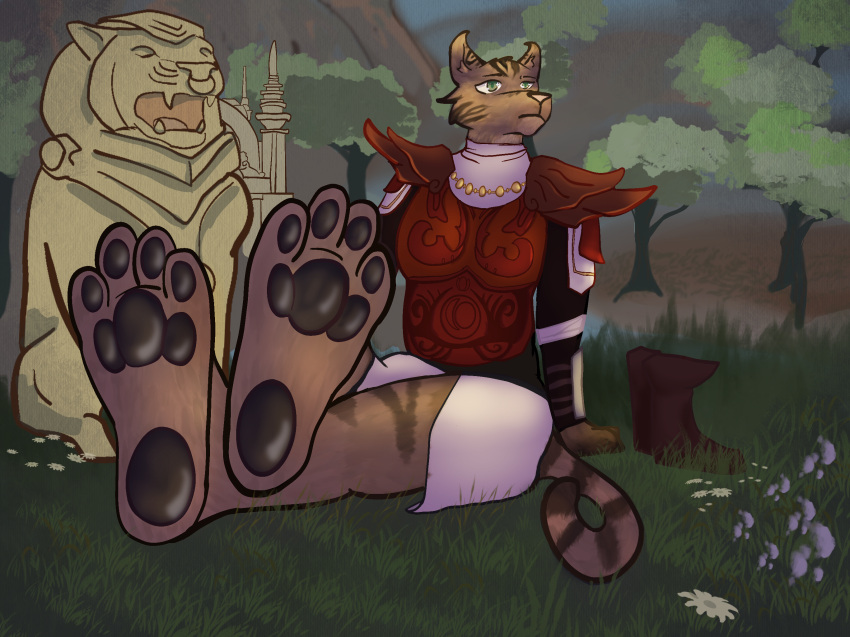 anglestouge anthro bethesda_softworks feet female foot_focus hi_res paws skyrim solo the_elder_scrolls video_games warrior