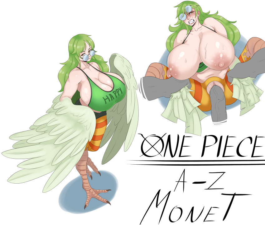 absurd_res avian big_breasts breasts cleavage clothed clothing european_mythology female female_penetrated genitals greek_mythology green_hair hair harpy hi_res huge_breasts male male/female male_penetrating male_penetrating_female monet_(one_piece) mythological_avian mythology one_piece penetration penile penile_penetration penis penis_in_pussy sex sundown_(artist) vaginal vaginal_penetration vein veiny_penis