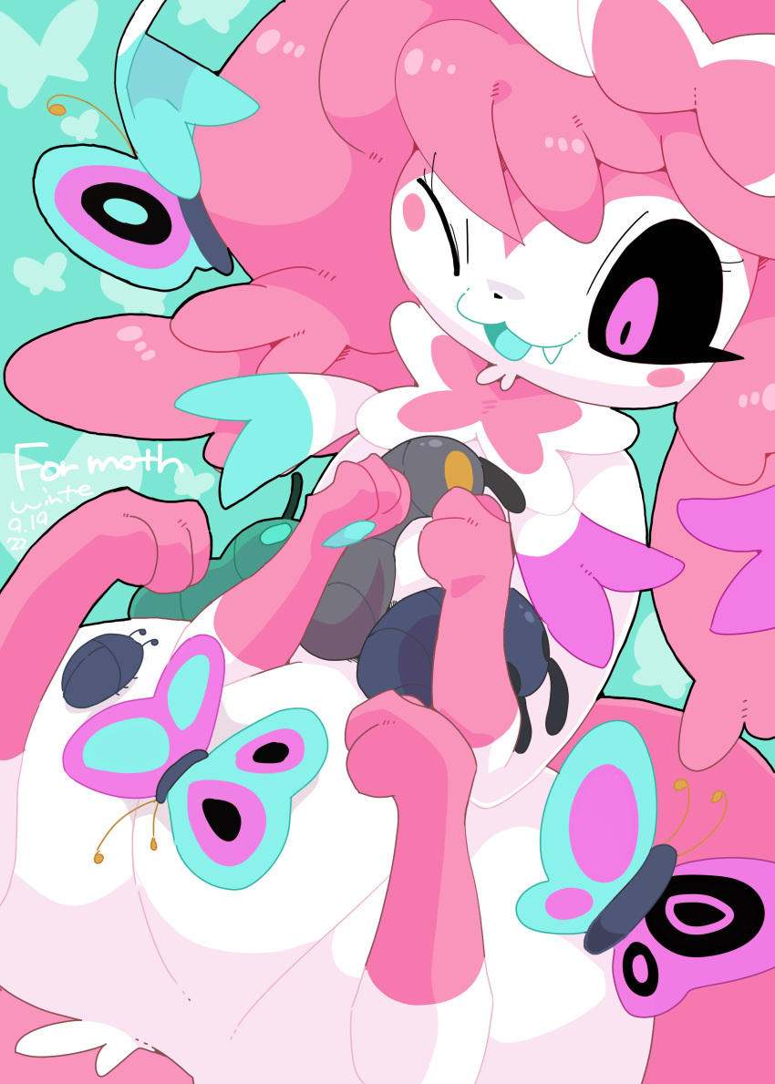 absurd_res ambiguous_gender arthropod butterfly eeveelution feral fur generation_6_pokemon hair hi_res insect lepidopteran mammal nintendo pink_body pink_fur pink_hair pokemon pokemon_(species) simple_background smile solo sylveon video_games white_body white_fur winte