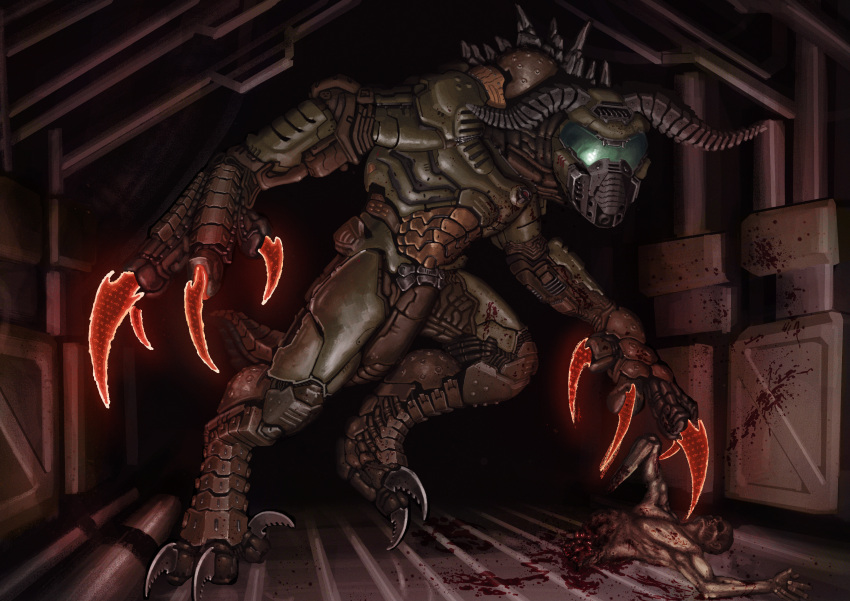 absurd_res bethesda_softworks crossover deathclaw doom_(series) doomclaw fallout feral garra_mortal_(halofanjak) glowing hi_res id_software jj_rabbid male science_fiction solo video_games