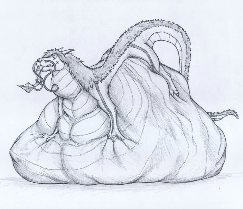 ambiguous_gender asian_mythology belly big_belly dragon dragon_pred dragon_prey duo east_asian_mythology eastern_dragon feral feral_pred feral_prey horn immobile male mythology neck_bulge oral_vore showing_teeth size_difference swallowing tetsuya150 thatgryphonguy traditional_media_(artwork) vore