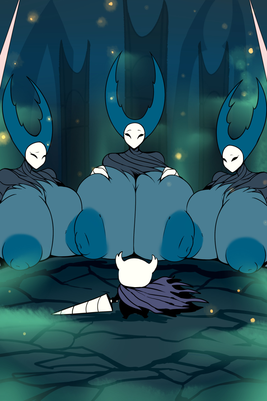 2020 2:3 absurd_res anthro areola arthropod ber00 big_breasts blue_areola blue_nipples breasts fecharis female group hi_res hollow_knight huge_breasts insect male mantis_lord nipples protagonist_(hollow_knight) team_cherry video_games