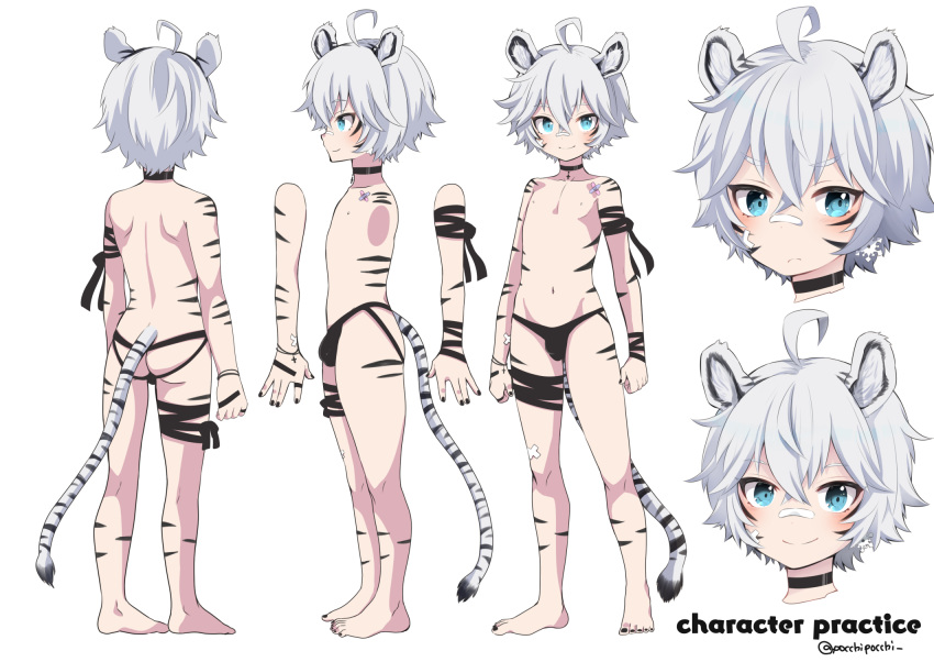 clothing felid girly goth hi_res human humanoid male mammal model_sheet pantherine panties pocchipocchi solo stripes taiga_(bungotaiga) taiga_(shotaiga) tiger underwear