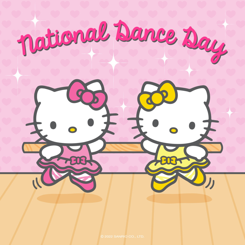 &lt;3 1:1 2022 absurd_res anthro ballerina ballet ballet_dress big_head black_eyes clothed clothing dance_shoes dancewear domestic_cat dress duo ear_bow english_text felid feline felis female footwear head_tilt hello_kitty_(character) hello_kitty_(series) hi_res inside looking_at_viewer mammal mimmy_white motion_lines mouthless o_o official_art on_one_leg pointe_shoes pose raised_arm raised_foot round_head sanrio shadow shoes sibling simple_eyes sister sparkles standing text toony twins unknown_artist whiskers white_body white_ears wide_eyed yellow_nose