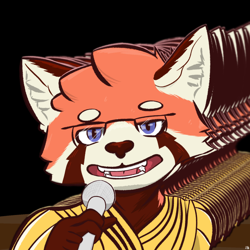 2022 aethel_(thepandalore) ailurid anthro big_ears brown_body brown_fur ear_tuft earth_wind_&amp;_fire echonioni fur hi_res inner_ear_fluff male mammal meme microphone red_body red_fur red_panda september_(month) singing solo tan_body tan_fur tuft