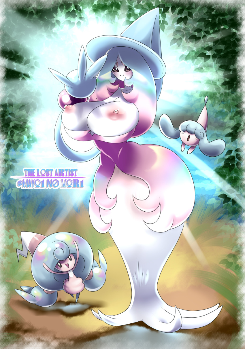 absurd_res ambiguous_gender big_breasts breasts female generation_8_pokemon group hatterene hi_res larger_female nintendo not_furry pokemon pokemon_(species) size_difference smaller_ambiguous the_lost_artist trio video_games wide_hips