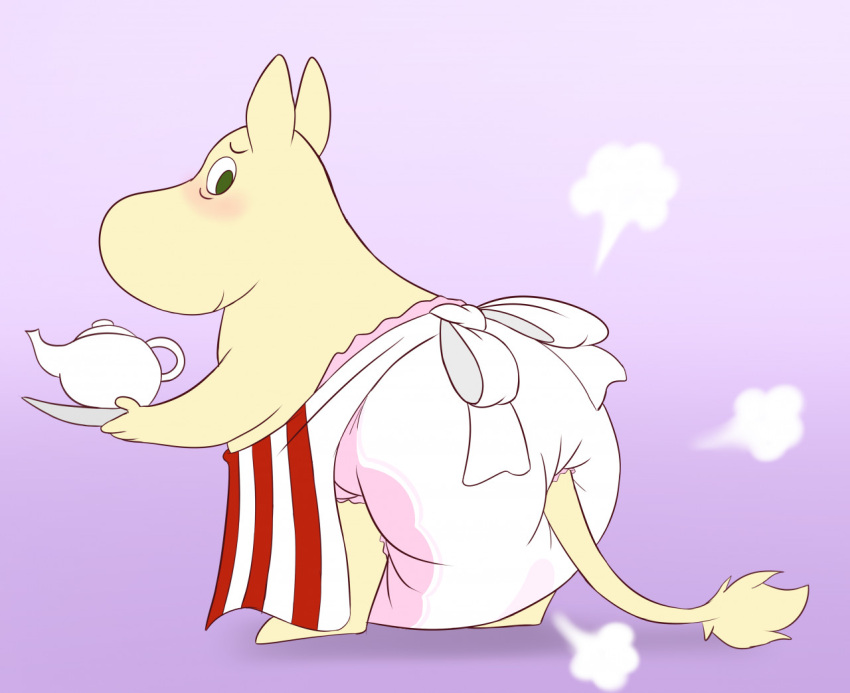 anthro apron blush clothing diaper fang29 female looking_back moomin moominmamma poof solo standing tea_kettle the_moomins