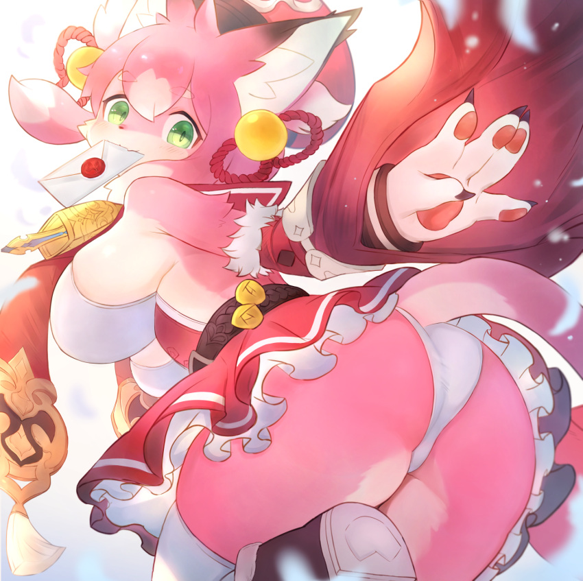 anthro big_breasts blush breasts butt canid canine clothed clothing female fingers fox fur hair hi_res kemono mammal nalu_ame021 simple_background solo white_background