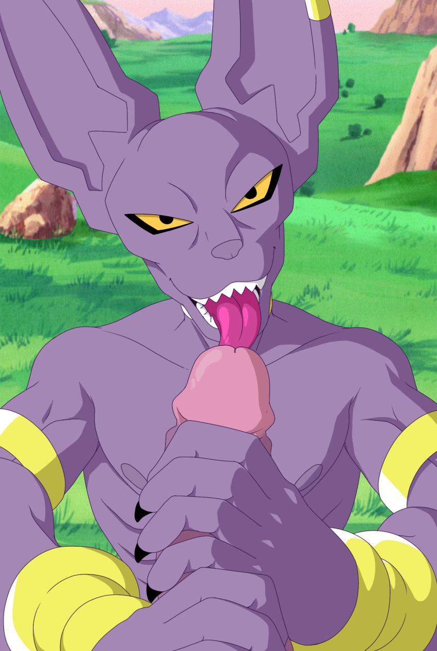 beerus champa dragon_ball dragon_ball_super dragon_ball_z duo fellatio foot_ninja15 genitals hi_res male male/male nude oral penile penis sex