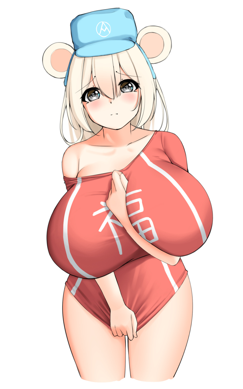 animal_humanoid big_breasts breasts clothing female hat headgear headwear hi_res huge_breasts humanoid kaedeno_yuu looking_at_viewer mammal mammal_humanoid shirt simple_background solo topwear ursid ursid_humanoid white_background