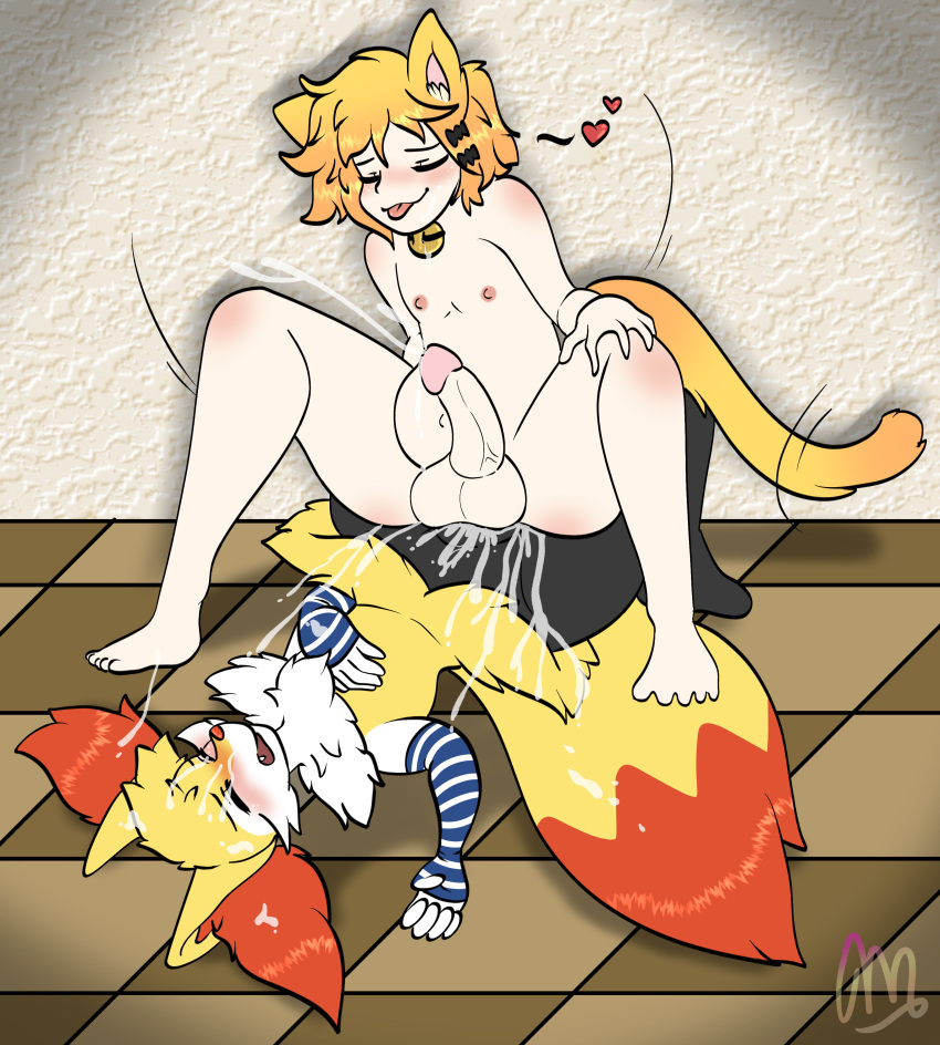 &lt;3 abdominal_bulge absurd_res accessory alex_alva anal anal_penetration animal_humanoid anthro bell bell_collar belly belly_expansion belly_inflation blush blushing_profusely bodily_fluids bow_accessory bow_ribbon braixen cat_humanoid catboy clothing collar countershading cowgirl_pose cowgirl_position cum cum_in_ass cum_inside cum_on_face cum_on_penis cum_while_penetrated cumshot ejaculation erect_nipples expansion felid felid_humanoid feline feline_humanoid feminine_pose floor from_front_position generation_6_pokemon genital_fluids genitals girly hair_accessory hair_bow hair_ribbon hi_res humanoid inflation interspecies male male/male mammal mammal_humanoid motherkarma69 motion_lines nintendo nipples on_bottom on_top pattern_clothing penetration penile penile_penetration penis penis_in_ass pokemon pokemon_(species) pokemon_trainer pokephilia ribbons sex striped_clothing stripes tail_motion tailwag tile tile_floor tiled_background tongue tongue_out vein veiny_penis video_games wall_(structure)