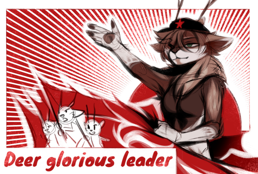 anthro cervid china communism group hi_res jeffavious male mammal mega_moppa meme politics propaganda