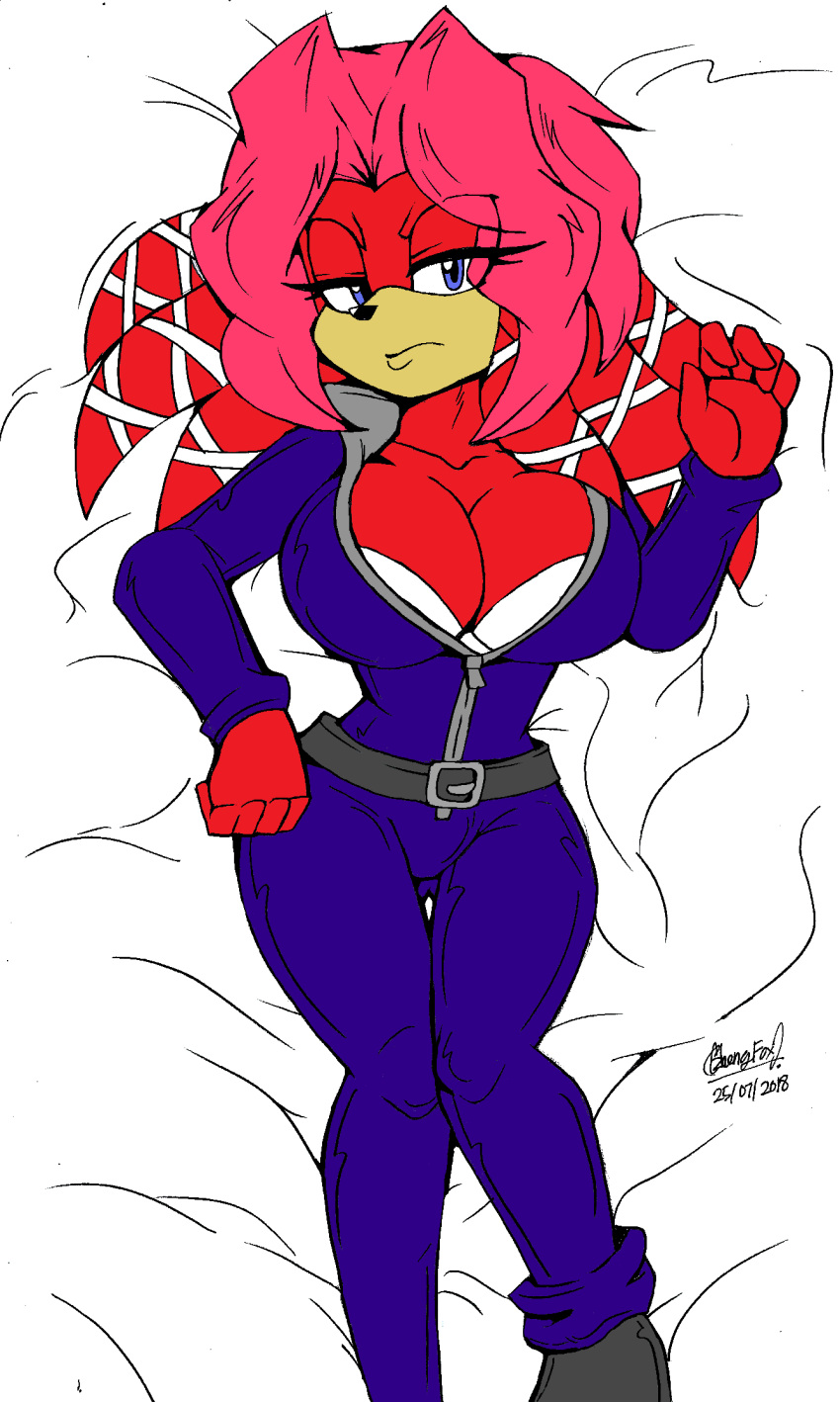 2018 akatsukishiranui-fox anthro archie_comics artist_name bedding big_breasts blue_eyes bra breasts cleavage clothed clothing curvaceous curvy_figure digital_drawing_(artwork) digital_media_(artwork) dreadlocks echidna eyelashes eyelashes_through_hair female fingers fur hair hi_res jumpsuit lien-da long_hair looking_at_viewer lying mammal monotreme multicolored_body multicolored_fur on_back red_body red_fur red_hair sega signature simple_background small_waist solo sonic_the_hedgehog_(archie) sonic_the_hedgehog_(comics) sonic_the_hedgehog_(series) tan_body tan_fur translucent translucent_hair two_tone_body two_tone_fur underwear voluptuous