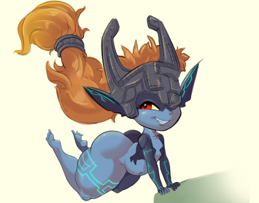 big_butt breasts butt cat_o'_nine_tails_(artist) feet female hi_res huge_butt humanoid midna nintendo presenting short_stack simple_background small_breasts solo the_legend_of_zelda thick_thighs twilight_princess video_games