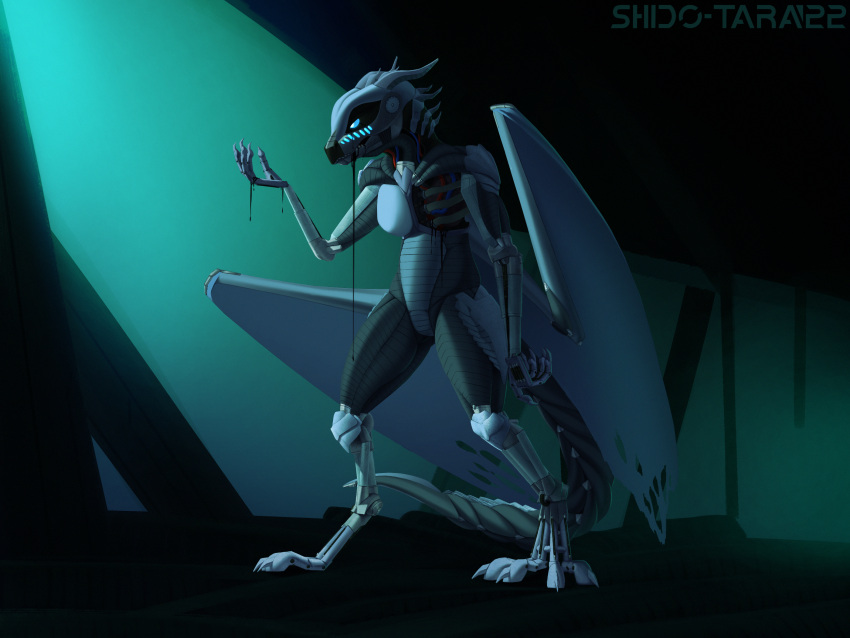 android anthro damaged dragon fan_character female grimdark hi_res machine poisoned robot shido-tara solo
