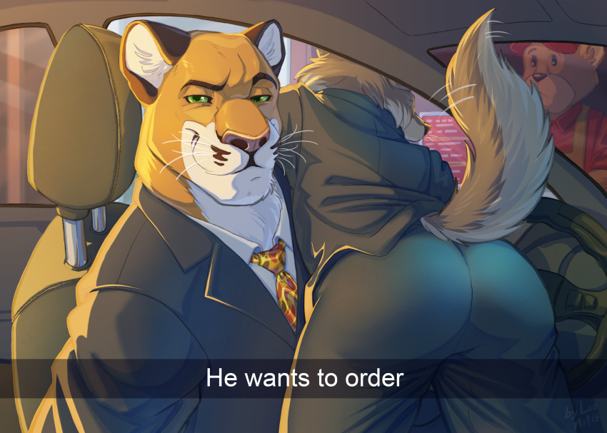 anthro blacksad butt canid canine canis classic_suit clothing cougar coyote duo fbi fbiagents felid feline he_wants_to_order hi_res leo-artis male male/male mammal meme suit wolf