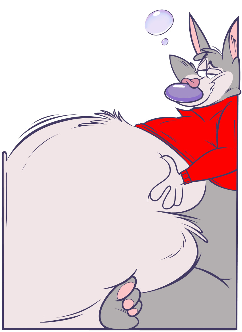 2022 absurd_res anthro belly big_belly big_nose bottomless bottomless_anthro bottomless_male box bubble canid canine canis chip_the_wolf clothed clothing container cookie_crisp cramped ears_up fur half-closed_eyes hand_on_stomach head_turned hi_res hyper hyper_belly inner_ear_fluff looking_at_viewer male mammal morbidly_obese morbidly_obese_anthro morbidly_obese_male narrowed_eyes obese obese_anthro obese_male overweight overweight_anthro overweight_male paws red_clothing red_shirt red_topwear remmyfox shirt sitting smile smiling_at_viewer solo tongue tongue_out topwear tuft wall_pinned wall_press wolf