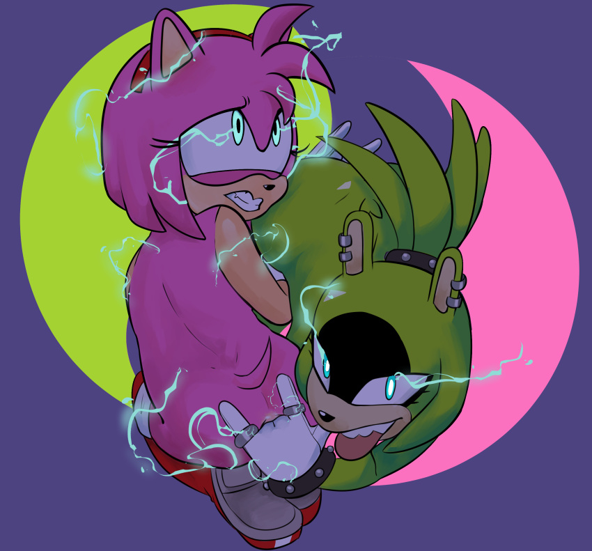 absurd_res afrosoricid amy_rose anthro blue_eyes butt digital_media_(artwork) duo ear_piercing electrostimulation female female/female fur genitals green_body hair hi_res idw_publishing mammal nude penetration piercing ryona sega sex sharp_teeth simple_background sin-buttons_(artist) smile sonic_the_hedgehog_(comics) sonic_the_hedgehog_(idw) sonic_the_hedgehog_(series) surge_the_tenrec teeth tenrec video_games young