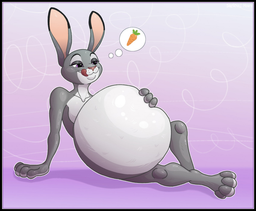 anthro belly black_border border disney female invalid_background judy_hopps lagomorph leporid mammal rabbit skeletalheart zootopia