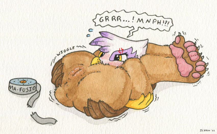 female flexible friendship_is_magic fused_arms fused_legs gilda_(mlp) hasbro hi_res icaron living_sex_toy loss_of_speech muffled my_little_pony objectification pawpads paws permanent quadruped solo struggling transformation transformation_mechanism