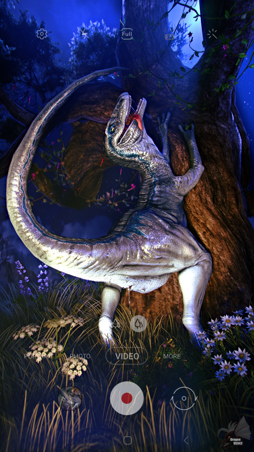 3d_(artwork) absurd_res after_sex against_natural_surface against_surface against_tree animal_genitalia bedroom_eyes blue_(jurassic_world) bodily_fluids camera_view claws cloaca digital_media_(artwork) dinosaur dragon-v0942 dromaeosaurid drooling female feral flower genital_fluids genitals grass hi_res horizontal_cloaca horny in_heat jurassic_park jurassic_world leaking_pussy light looking_at_viewer looking_back looking_pleasured moonlight narrowed_eyes open_mouth outside phone_screen plant posing_for_picture raised_tail reptile saliva scalie seductive solo source_filmmaker spread_legs spreading sweat teeth theropod tongue tongue_out tree universal_studios velociraptor