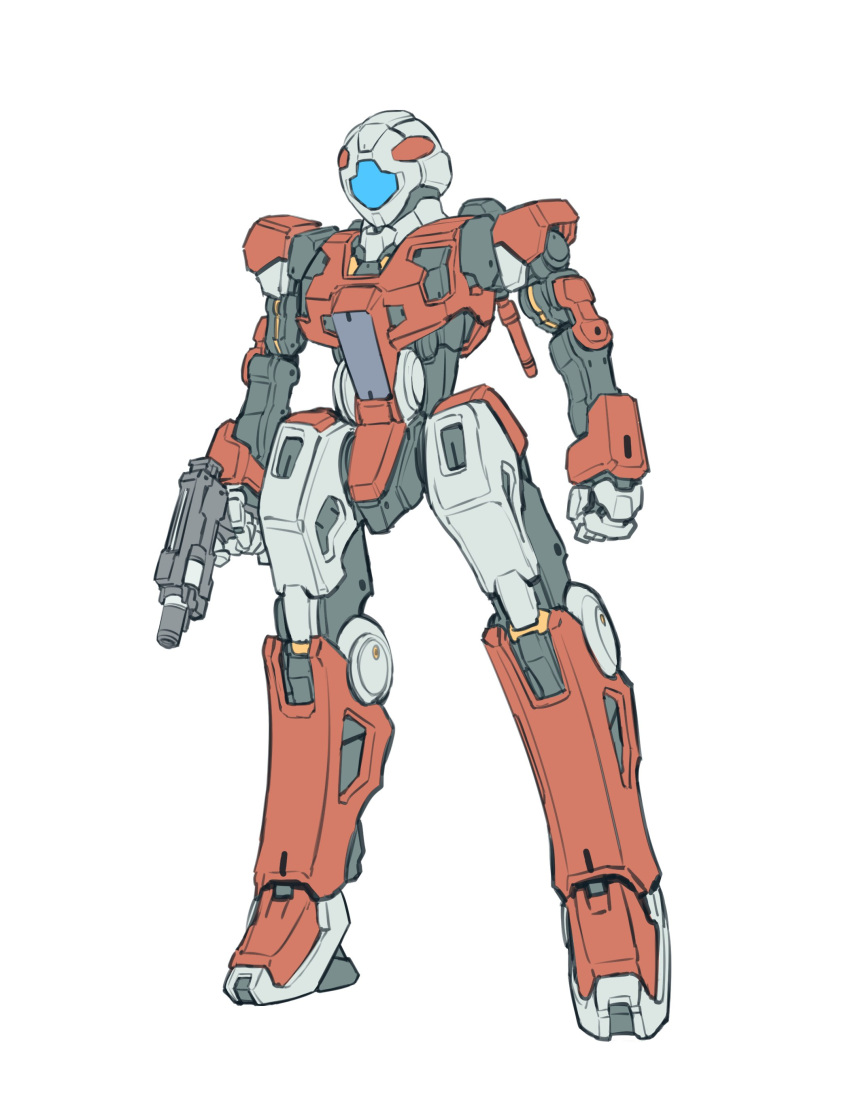 absurdres assault_visor clenched_hand full_body gm_(mobile_suit) gun gundam highres holding holding_gun holding_weapon ishiyumi mecha mobile_suit mobile_suit_gundam no_humans redesign robot solo weapon white_background