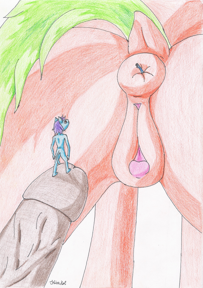 absurd_res ambiguous_gender anal anal_vore anthro anus butt colored colored_pencil_(artwork) equid equine erection felid feline felis female feral fur genitals group hasbro hi_res horse humanoid_genitalia humanoid_penis kiszkot macro male mammal micro my_little_pony nude penis pony pussy rear_view shaded signature simple_background size_difference traditional_media_(artwork) vein veiny_penis vore