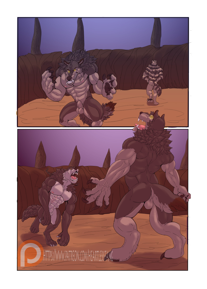 absurd_res battle blood bodily_fluids canid canine canis comic dominant fight heartlessfang hi_res invalid_tag mammal manga muscular nude submissive were werecanid werecanine werewolf werewolf_wednesday wolf