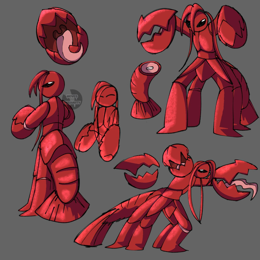 animal_humanoid anthro arthropod arthropod_humanoid claws crustacean crustacean_humanoid decapoda eyes_closed hair hevinsane hi_res humanoid lobster lobster_humanoid malacostracan marine marine_humanoid multi_leg multi_limb open_mouth red_body red_hair red_scales red_tail scales signature solo tongue