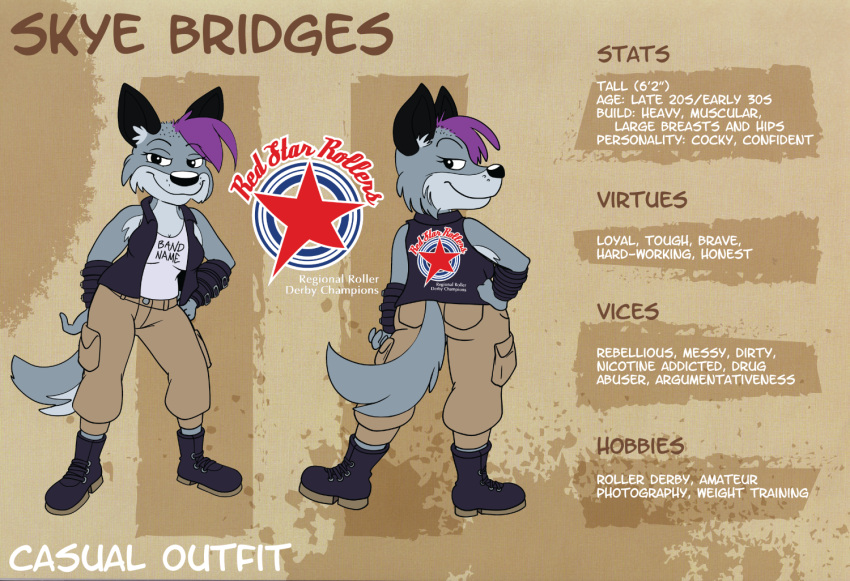 butch_(disambiguation) canid canine canis collar female gray mammal model_sheet wolf