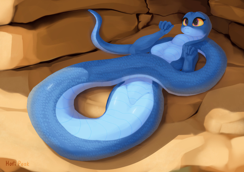 absurd_res anthro back_to_the_outback big_breasts breasts butt digital_drawing_(artwork) digital_media_(artwork) digitigrade female fingers hi_res hofi-peak lying maddie_(back_to_the_outback) netflix nude on_back reptile scalie snake solo