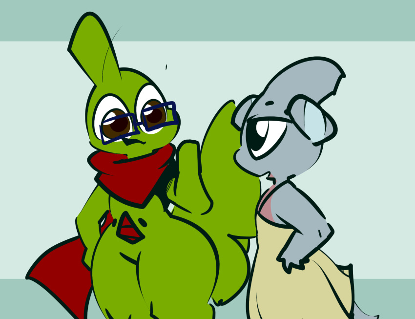 1-upclock 2022 4_fingers anthro big_butt black_eyes black_pupils brown_eyes butt clothing dress duo featureless_crotch female fingers generation_2_pokemon generation_4_pokemon gesture gible green_body green_scales grey_body grey_scales hand_on_hip hi_res jay_(1-upclock) larvitar looking_at_another male markings nintendo open_mouth pink_body pink_scales pokemon pokemon_(species) pupils red_body red_markings red_scales red_scarf saya_(1-upclock) scales scalie scarf smile thick_thighs video_games waving yellow_clothing yellow_dress
