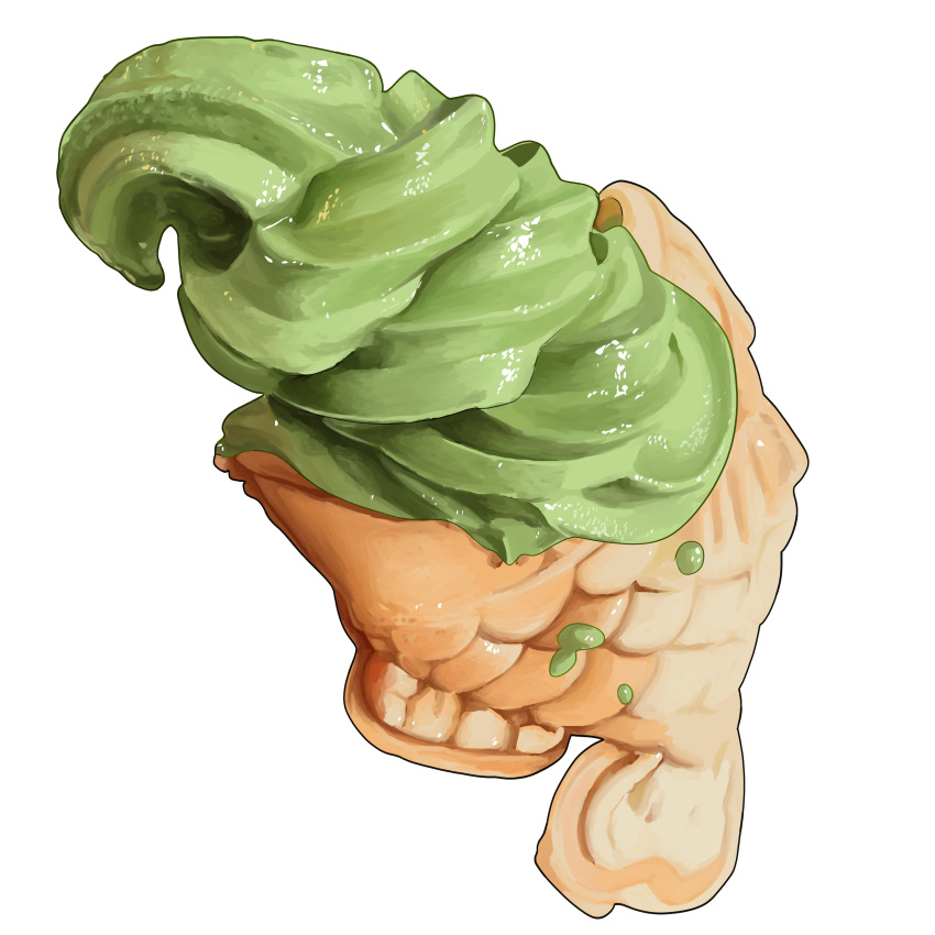 absurdres food food_focus highres ice_cream matcha_(food) no_humans original still_life studiolg taiyaki wagashi white_background