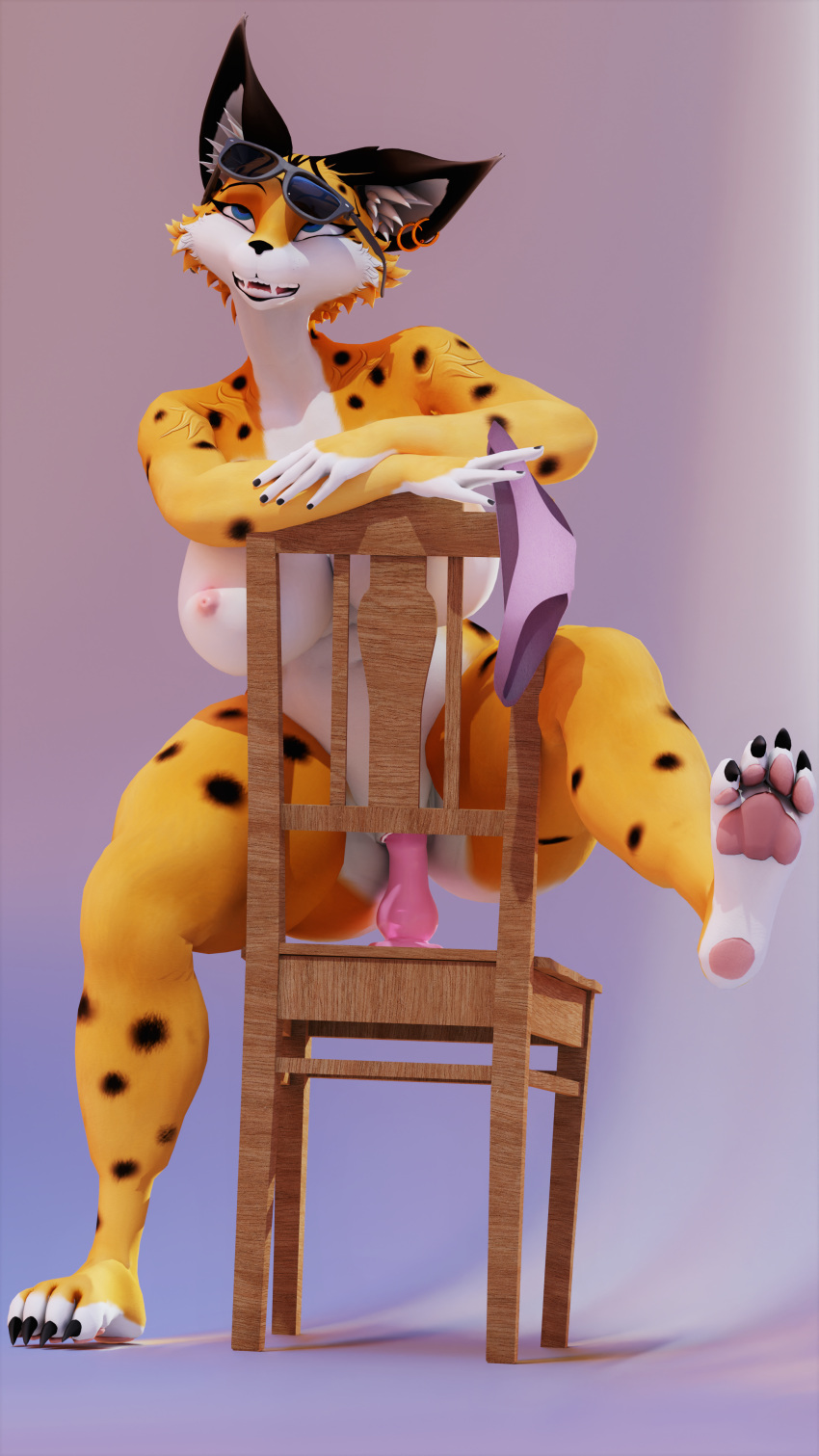 3d_(artwork) absurd_res ahegao anthro big_breasts blender_(software) breasts chair clothing crossed_arms curvy_figure digital_media_(artwork) dildo dildo_insertion dildo_sitting eyewear fangs feet felid feline female fur furniture genitals hi_res looking_pleasured lynx mammal miyu_lynx nintendo nude orange_body orange_fur panties pawpads penetration sex_toy sex_toy_insertion sitting smile solo spots spotted_body spotted_fur spread_legs spreading star_fox sunglasses thick_thighs toe_curl underwear vaginal vaginal_penetration video_games westonini wide_hips