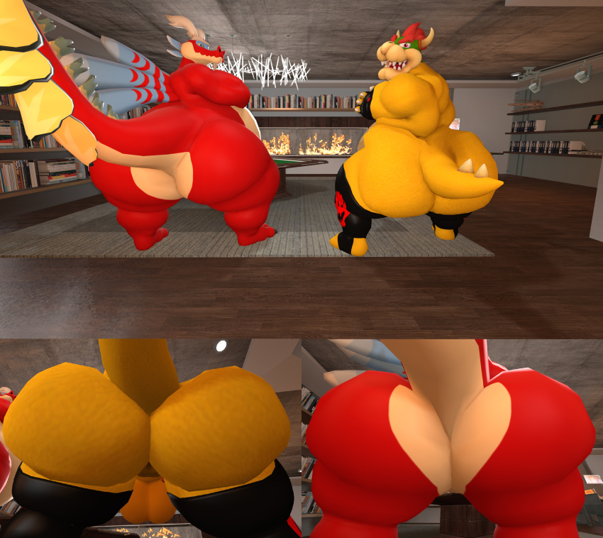 anthro anus backsack balls big_butt bowser butt clothing dragon duo fireplace first_person_view footwear genitals gloves handwear hi_res huge_butt legwear living_room male mario_bros nintendo nude rear_view reptile scalie socks stockings tecbuttlovefa the_legend_of_zelda thick_thighs turtle valoo video_games wide_hips wind_waker