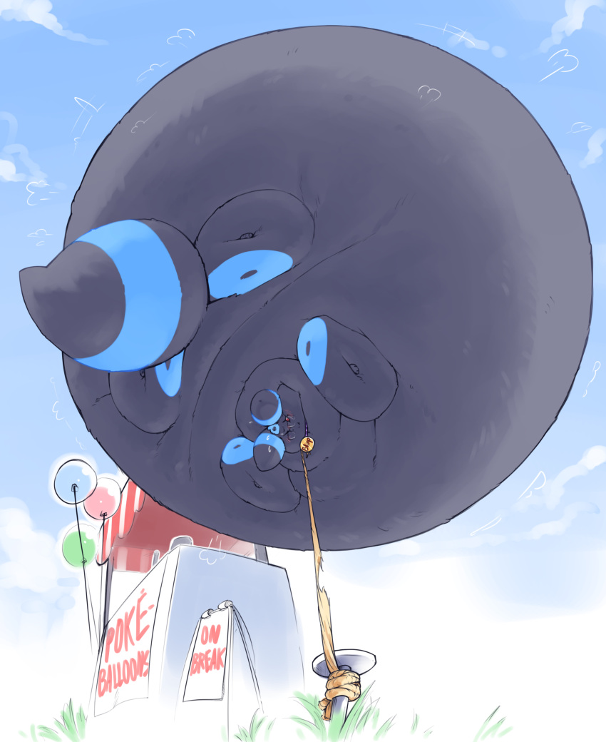 absurd_res balloon belly big_belly blush collar eeveelution eyewear feral floating generation_2_pokemon glasses hi_res hyper hyper_belly immobile inflatable inflation motion_lines nintendo pokemon pokemon_(species) rope shiny_pokemon solo spherical_inflation umbreon veiukket video_games