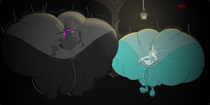 absurd_res anthro balls big_balls big_butt big_penis butt butt_expansion duo expansion genitals hi_res huge_balls huge_butt huge_penis huge_thighs humanoid hyper hyper_balls hyper_butt hyper_genitalia hyper_hips hyper_penis hyper_thighs lagomorph leporid male mammal motion_lines ominous penis pestilence_(thechavicgerman) plague_doctor rabbit sebastian_cummins_(thechavicgerman) shaded soju_(thechavicgerman) thechavicgerman_(artist) thick_thighs transformation