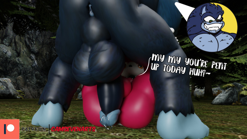 &lt;3 &lt;3_eyes 3d_(artwork) anthro anus backsack balls big_balls big_butt big_dom_small_sub big_penis blue_body blue_fur bodily_fluids butt camseven chip_(sonic) digital_media_(artwork) dominant duo english_text erection eulipotyphlan fangs fur genital_fluids genitals girly hair hi_res legs_up lying male male/male mammal mixed_media muscular muscular_male on_back outside pecs penis perineum precum red_body red_fur sega size_difference smile sonic_the_hedgehog sonic_the_hedgehog_(series) sonic_the_werehog sonic_unleashed supersonicwerehog teapot_(body_type) text thick_thighs unknown_species watermark were wereeulipotyphlan werehog white_hair wide_hips wings