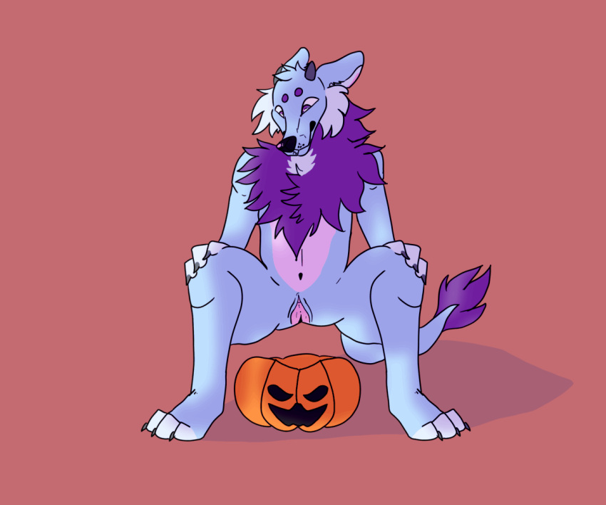 animated anthro bodily_fluids canid canine canis crescentcanine genital_fluids halloween holidays jack-o'-lantern male mammal peeing solo urine watersports wolf