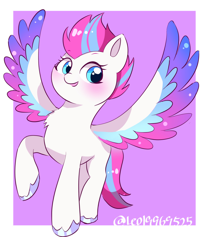 absurd_res blue_body blue_eyes blue_feathers blush digital_media_(artwork) equid equine feathered_wings feathers female feral fetlocks hair hasbro hi_res hooves leo19969525 mammal mlp_g5 multicolored_body multicolored_feathers multicolored_hair multicolored_wings my_little_pony pegasus pink_body pink_feathers pink_hair pink_tail purple_body purple_feathers signature smile solo spread_wings two_tone_hair two_tone_tail white_body wings zipp_storm_(mlp)