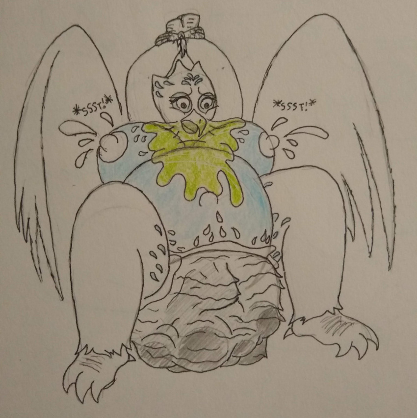 accipitrid accipitriform anthro avian big_breasts bird birth bodily_fluids breasts diaper eagle eris_(legends_of_chima) feces female forced hands_behind_head hi_res lactating messy_diaper overweight pregnant restrained snot soiled_diaper soiling solo spread_legs spreading veiled_lioness wings