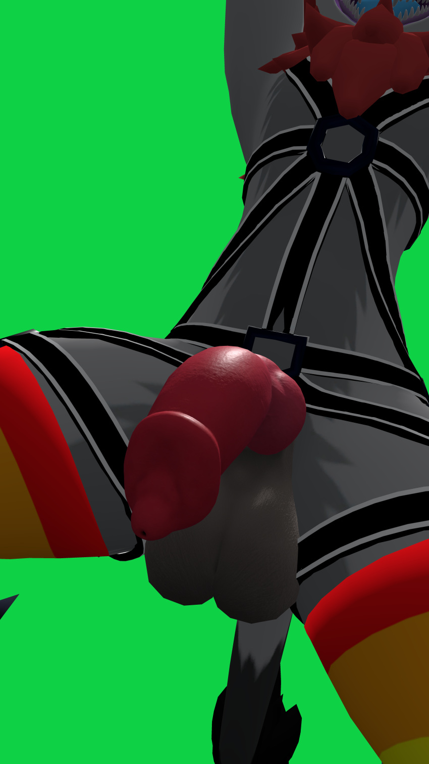 3d_(artwork) 9:16 absurd_res anthro balls becoming_erect canid canine darkyetm digital_media_(artwork) dragon eeyore_(nardoragon) erection fur furred_dragon genitals harness hi_res male male/male mammal nardoragon nude penis simple_background smile solo warmers