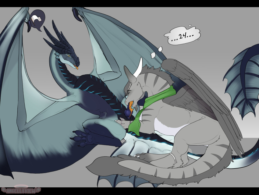 2022 ambiguous_gender ambiguous_penetrated angellsview3 biped black_body blep claws digital_media_(artwork) dragon duo feathered_wings feathers fellatio feral feral_on_feral feral_penetrated feral_penetrating feral_penetrating_feral fur furred_dragon grey_background grey_body grey_fur hi_res horn male male/ambiguous male_penetrating male_penetrating_ambiguous membrane_(anatomy) membranous_wings mostly_nude oral oral_penetration penetration penile quadruped scarf scarf_only sex simple_background toe_claws tongue tongue_out white_body white_fur wings wyvern yellow_eyes